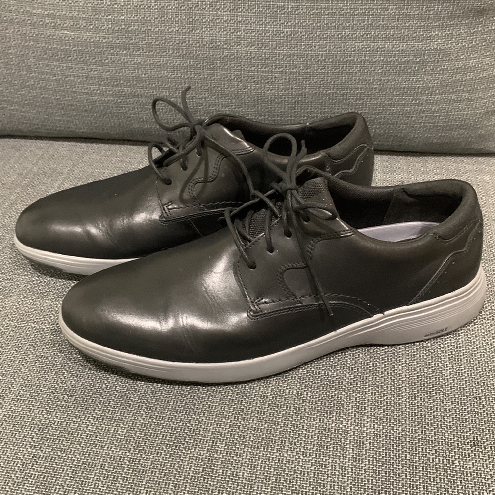 Rockport Black Leather Oxfords with Gray Sole - Picture 2 of 5
